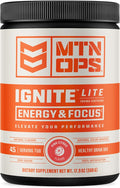 MTN OPS Ignite Lite Sugar Free Energy Drink Powder with 100mg Caffeine, Nootropic Blend for Energy & Focus, L Arginine & L Citrulline for Endurance, 45 Servings, Pink Citrus
