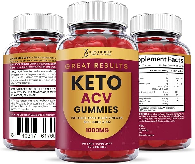 Great Results Keto ACV Gummies Advanced Formula 1000MG Great Results Keto Gummies Apple Cider Vinegar Formulated with Pomegranate Beet Juice Powder B12 Vegan Non GMO 60 Gummys