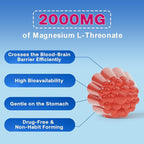 180 Count | 2 Pack Magnesium L-Threonate Gummies 2000mg, Magnesium Threonate Supplement for Adults & Kids, Support Cognition, Restful Sleep & Muscle Health, Sugar Free, Vegan, Non-GMO