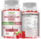 Liposomal Magnesium Oxide Gummies 2000mg Complex Ashwagandha,CoQ10, L-Theanine, L-5-MTHF, Methyl B12, Zinc for Sleep & Energy,Stress Relief,Heart Health,Neuro Support