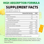 Iron Gummies for Women & Men, Iron Supplement Plus Calcium, Zinc, Folate & Vitamin B12, C, B6 - Energy Support, Immune Health, Pineapple Flavor, 60 Count