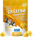 Allcoovita Creatine Monohydrate Gummies 5g for Men & Women. Boost Focus,Strength, and Endurance, Anti-Melting Formula, Vegan, Gluten-Free, Non-GMO,(Mango 120 ct)