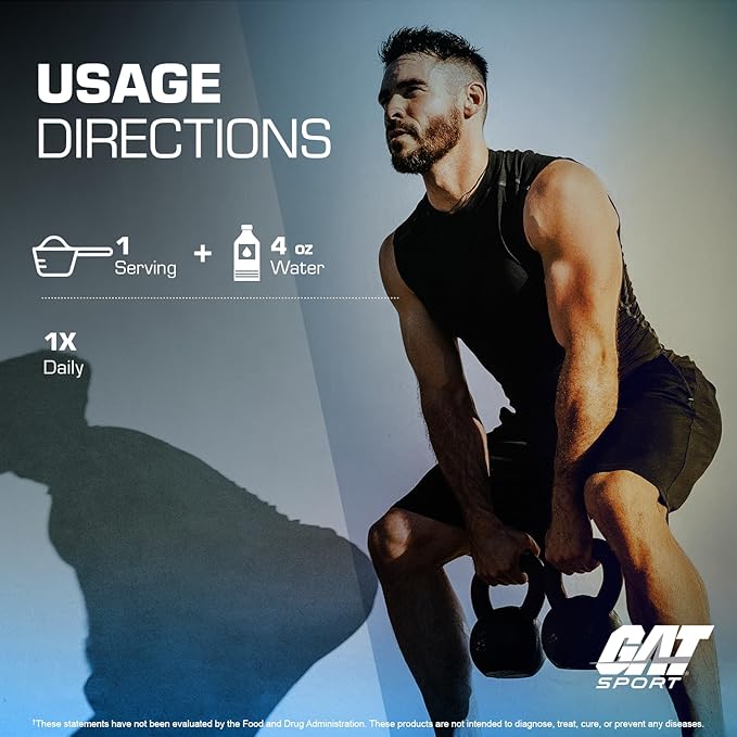 GAT SPORT Creatine Monohydrate Powder 1000 Grams, Strength, GLP1 Support, Brain Health, Anti-oxidant, Endurance, for Men & Women, 1 Kilo, Unflavored