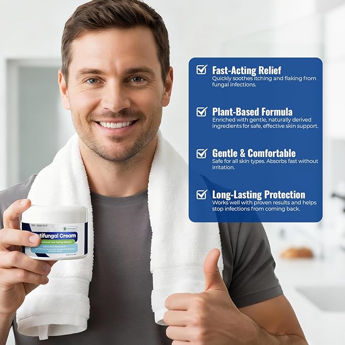 Antifungal Cream for Jock Itch: 2% Miconazole and Herbal Formula for Itchy Skin Relief Extra Strength - Cures Ringworm Athletes Foot Tinea Versicolor 100g