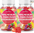 1000mg Magnesium L-Threonate Gummies for Kids & Adults - Muscle & Nervous System Support, Vegan, Sugar-Free Strawberry Flavor, 120 Gummies