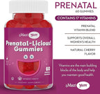Maxi Health Women's Organic Prenatal Gummies - Kosher Cherry Flavored Pre Natal Gummy - Prenatal Vitamins for Women with Folic Acid and Iron for Fetal Development, 60 Count