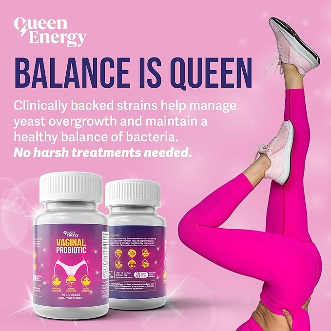Queen Energy Vaginal Probiotic – Supports pH Balance, Odor Control & Digestive Health – 30 Capsules