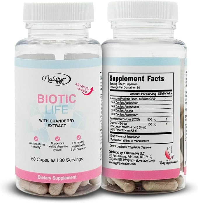 Vagy Rejuvenation BioticLife Probiotic for Women – Probiotics for Vaginal, Digestive & Urinary Health – Supplement with Prebiotics & Cranberry Extract – 60 Capsules