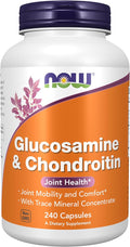 NOW Supplements, Glucosamine & Chondroitin, with Trace Mineral Concentrate and Alfalfa, 240 Veg Capsules