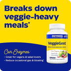 Enzymedica, VeggieGest, Digestive Enzymes, Supports Occasional Gas & Bloating Relief from High Fiber Meals, for Vegan & Vegetarian Diets, Enzyme Blend for Digestive Health, 90 Count