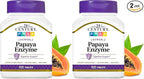 21st Century Papaya Enzyme Chewable (100 Count), Papaya & Pineapple Digestive Enzymes for Gut Health, Tropical Flavor, Non-GMO, Gluten-Free, No Added Salt, Artificial Flavors (Pack of 2)