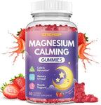 Magnesium Calming Gummies for Kids 4+ & Adults, Sugar Free Magnesium Supplement with L-Theanine, Chamomile, Vitamins B6, D3, K2, Zinc for Sleep, Relaxation, Focus & Muscle Support, Strawberry Flavor