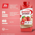 Premier Protein Shake, Strawberries & Cream, 30g Protein, No Added Sugar, 24 Vitamins & Minerals to Support Immune Health, 11 fl oz, 4 Pack
