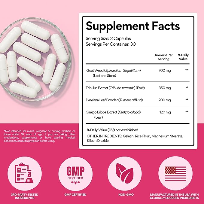 VoomVaya Libidooo - Libido Support for Women Over 35 | Female Libido Booster to Support Mood, Energy & Confidence – 3rd Party Tested - 60 Capsules