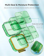 Small Pill Box, Acedada Travel Pill Case for Purse, Portable 7 Compartments Daily Pill Organizer, Compact Medicine Vitamin Container for Fish Oil & Supplements, Light Green