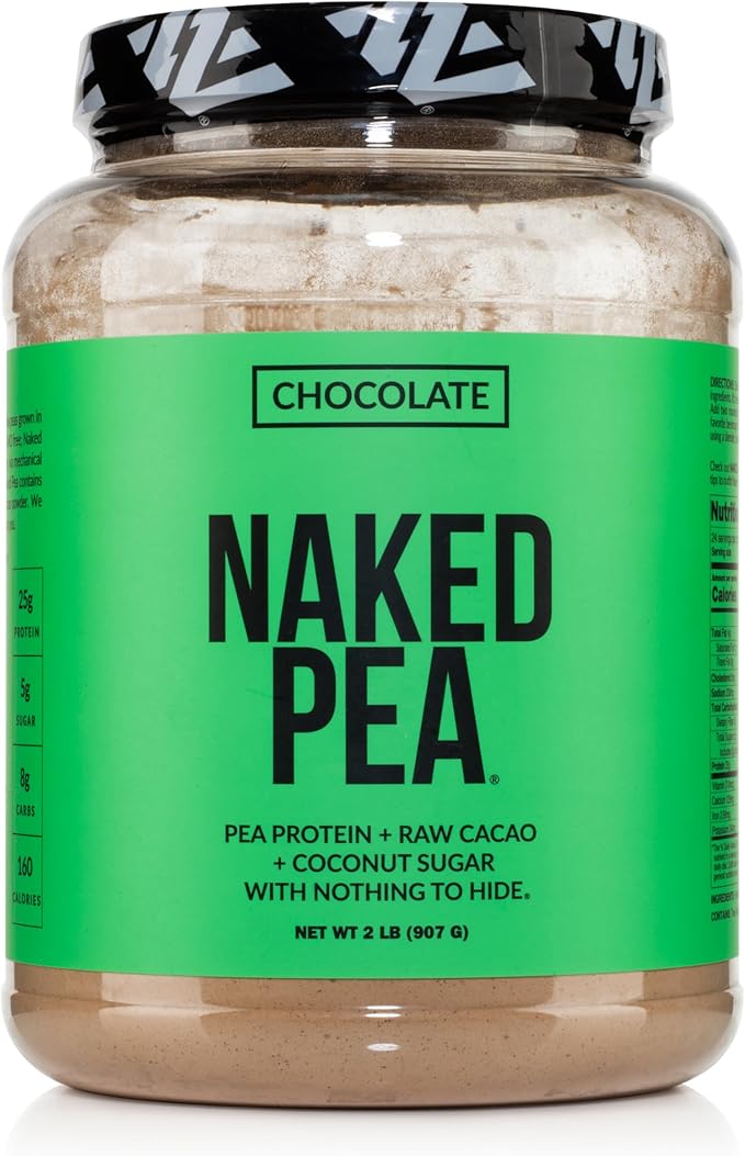 NAKED Chocolate Pea Protein Isolate from North American Farms, Only 3 Ingredients, Chocolate Vegan Protein, NSF Certified, Gluten-Free, Soy Free, GMO Free - 2LB
