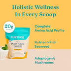 Further Food Organic Vegan Protein Powder Vanilla – 20g Pea Protein with Mushrooms & Seaweed, Non-GMO, Gluten Free, Sugar Free, 20.46 Oz