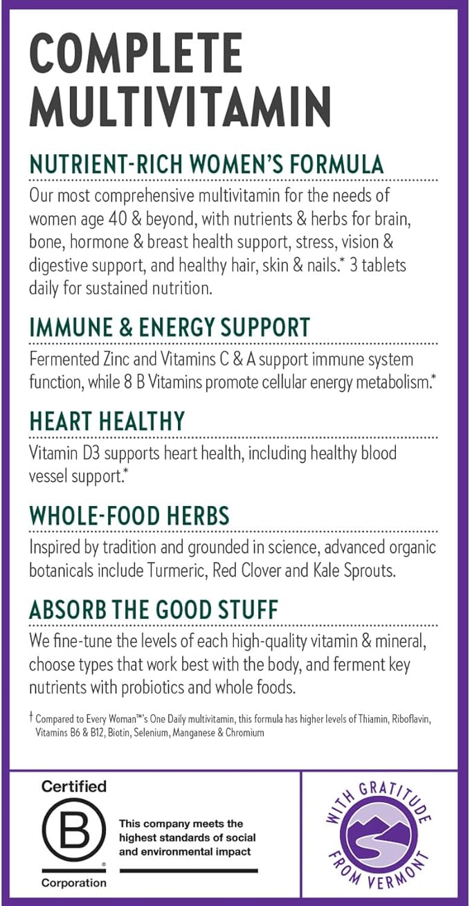 New Chapter Women's Multivitamin 40+ Advanced Formula for Heart,Hormone,Immune&Energy Support,Higher Levels of Whole-Food Fermented B Vitamins +D3,Made Organic Non-GMO Ingredients,96 Count (Pack of 2)