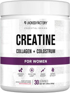 Jacked Factory Creatine for Women - Creatine Monohydrate with Collagen + Colostrum to Support Workout Performance, Lean Muscle Growth, Healthy Hair, Skin, & Nails - 30 Servings, Watermelon