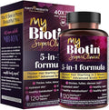 Purity Products MyBiotin SuperClinical New 5-in-1 Elite Multivitamin + MB40X Biotin Matrix Daily Multi - Thicker Hair Starting in 3 Weeks - 40X More Soluble vs Ordinary Hair Skin Nails - 120 Tabs