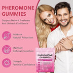 Pheromone Gummies for Women, Feminine Balance Gummies, Strawberry Flavor, Vegan, Gluten Free, Pink, 60 Gummies