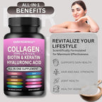 Multi Collagen Pills Peptides Types I, II, III, V & X MCG Biotin Keratin Hyaluronic Acid MSM Vitamin C Zinc Magnesium with Grape Seed Extract, Quercetin - Hair Skin and Nails Vitamins Capsule