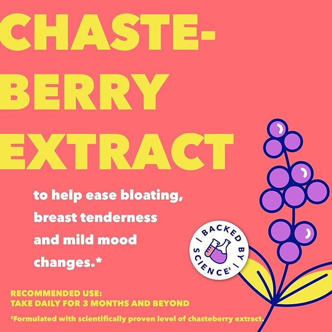 Midol Supplements Peace Out PMS, PMS Support Supplement, Formulated with Chasteberry to Help Ease Breast Tenderness & Mild Mood Changes, Also with Ginger Powder & Valerian Extract, 30 Count
