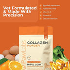 PawLabs Collagen Powder for Dogs - Collagen Type II from Chicken Sternum, Eggshell Membrane, Hyaluronic Acid, Vitamin E & C - Joint Health & Cartilage Support