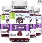 HERBION Elderberry Gummies with Vitamin C & Zinc, Healthy Immune System Support, Gluten-Free & Gelatin-Free, 60 Gummies for Adults & Children 4 Years & Above, Made in USA, Pack of 4