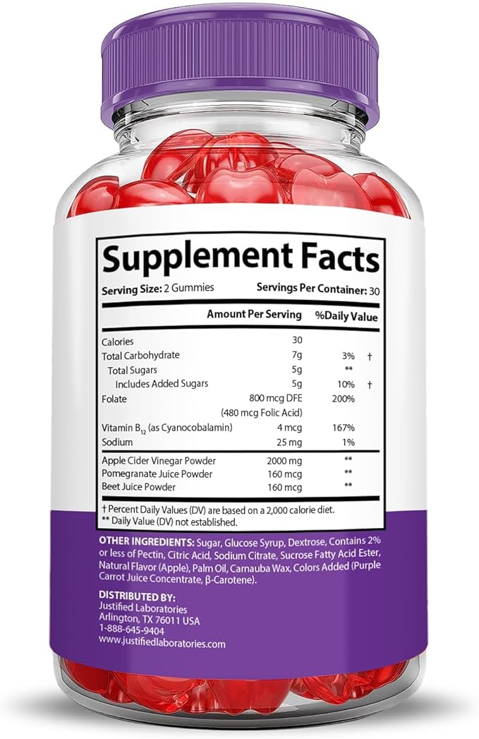 Justified Laboratories (2 Pack Ultra Quick Keto ACV Gummies Extreme 2000MG Ultraquick Keto Gummies Apple Cider Vinegar Formulated with Pomegranate Beet Juice Powder B12 Vegan Non GMO 120 Gummys