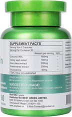 JulyDeer Curcumin Turmeric 95% with Celery Seed, Sour Cherry, Frankincense Extract, Glucosamine 5 in 1 Formula 95% Curcuminoid Natural Antioxidant Supplements Support to Joints and Immune Health