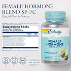 SOLARAY Female Hormone Blend SP-7C, Herbal Blend Includes Black Cohosh, Dong Quai, Passion Flower, Saw Palmetto, Wild Yam & More 180 VegCaps