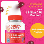 SmartyPants Kids Probiotic Gummies for Digestive Health: 2 Billion CFU Gut Health and Immune Support Supplement, Clinically Studied Probiotic, Gluten Free, Grape, 30 Count (30 Day Supply)