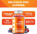 Vitamatic Zinc 50mg Gummies – 60 Vegan Gummies – Gluten-Free – 4 Pack