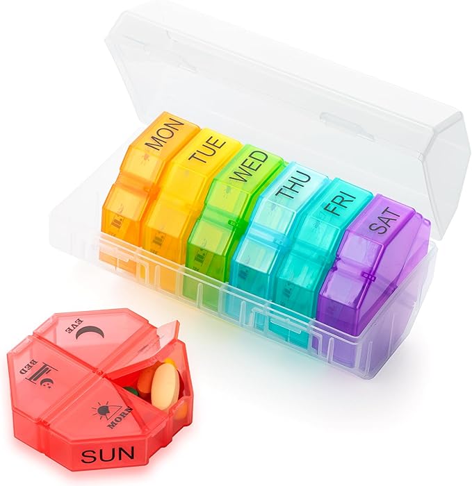 Weekly Pill Organizer 4 Times a Day, Large Pill Box 7 Day Daily Pill Case with 28 Extra Large Compartments Portable Travel Pill Container Big Medicine Organizer for Supplement Vitamin (White)