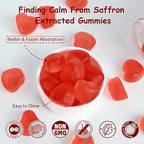 Saffron Gummies for Adults Kids - Organic Saffron Extract Supplement for Men Women Sugar Free for Mood Balance Support Better Sleep Metabolism with Vitamins Non GMO Strawberry Flavored 60 Days Supply