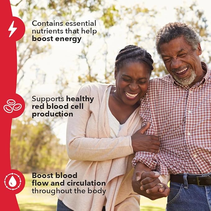 LifeSeasons Blood Nourish-R - Iron Deficiency Supplement - Supports Anemia, Fatigue & Dizziness - No Constipation - Blood Building - Iron, Beet Root, Alfalfa, Raspberry & Vitamin B-12-60 Capsules