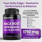 6-in-1 Organic Maca Root Ashwagandha Capsules 1710mg with DHEA and Black Pepper Fruit Extract for Women and Men - Black Maca Supplement for Stamina, Bone and Mood Support Supplement, 120ct (Pack of 3)
