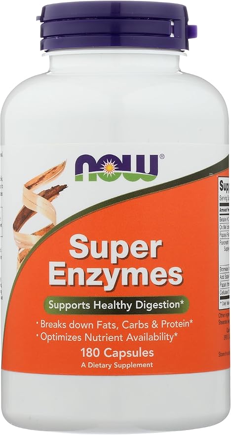 NOW Supplements, Super Enzymes, Formulated with Bromelain, Ox Bile, Pancreatin and Papain, Super Enzymes, 180 Capsules