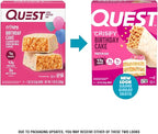 Quest Nutrition Crispy Birthday Cake Protein Bar, 17g Protein, 1g Sugar, 2g Net Carbs, Gluten Free Protein Snack, Keto Friendly, 4 Count