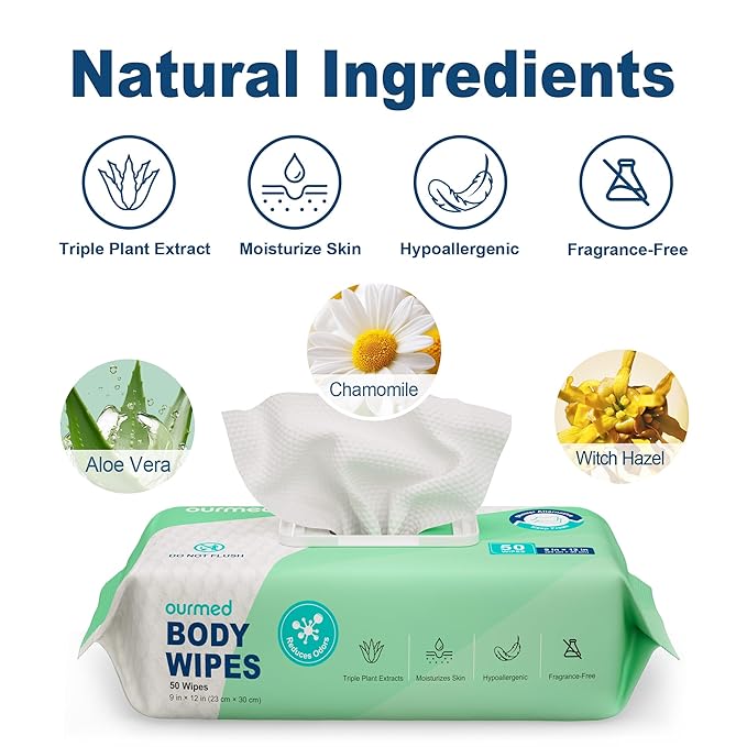 Extra Large Body Wipes No-Rinse Bathing, 9"x12" Shower Wipes, Moisture and Hypoallergenic, Home Essentials for Adults and Elderly Care, 100 Count (2 Packs)