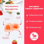 Calcium Citrate Supplement Gummies for Adult: Women & Men Sugar Free 1200 mg Calcium Chewable Gummy - Organic Natural High Absorption Vegan Supplements for Energy Immune Support (120Count