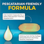 Viva Naturals Omega 3 Fish Oil Supplement for Women and Men - 2500 mg Triple Strength Fish Oil Pills with Re-Esterified Omega 3 Fatty Acids Including EPA, DHA DPA - 120 Pescatarian-Friendly Softgels