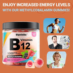 Methyl Vitamin B12 Gummies 1000mcg, Vitamin B12 Methylcobalamin Supplement for Energy & Metabolism, Sugar Free, Vegan, 60 Gummies.