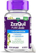 ZzzQuil Pure Zzzs, +Magnesium Capsules, L-Theanine and Magnesium, Sleep Aid, 4-in-1 Magnesium: Citrate, Bisglycinate, Oxide, and Carbonate, Sleep Aids for Adults, 90 Sleep Capsules