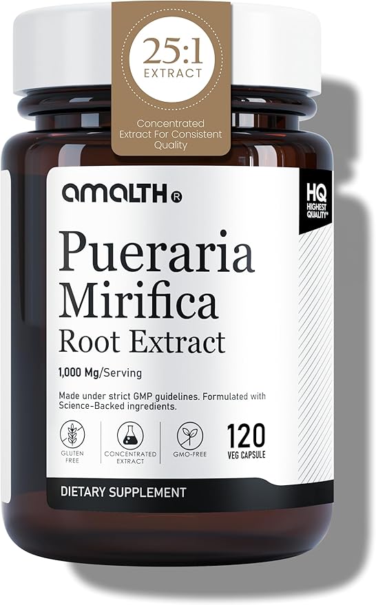 AMALTH Pueraria Mirifica Capsules 1000 mg 120 Capsules Estrogen Supplement for Women, Men and Transgender, Menopause Relief, Female Wellness Support Pills