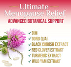 Menopause Supplement for Women - Natural Menopause Relief Support for Mild Hot Flashes & Night Sweats - Best Probiotics for Women, Dong Quai, Black Cohosh, Ashwagandha - Bottled in USA - 120 Capsules