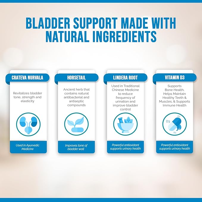 Better Bladder Ultra Control Supplement for Women & Men – Bladder Support Supplement Enhanced with Vitamin D3 to Help Reduce Urinary Leaks, Frequency & Urgency - 120 Count (2 Bottles)