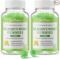 2 Pack St John's Wort Gummies 700mg, Natural Herbal Supplement for Adults & Kids, Support Calm, Relaxation & Brain Health, Vegan, Non-GMO, Gluten Free, Apple Flavor, 120 Count
