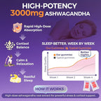 3000mg Ashwagandha Gummies for Women & Men, 180 Count | Extra Strength Ashwagandha Supplement for Stress, Relaxation & Immune Support | Magnesium, Rhodiola, L-Theanine, D3 | Sugar Free Mixed Berry